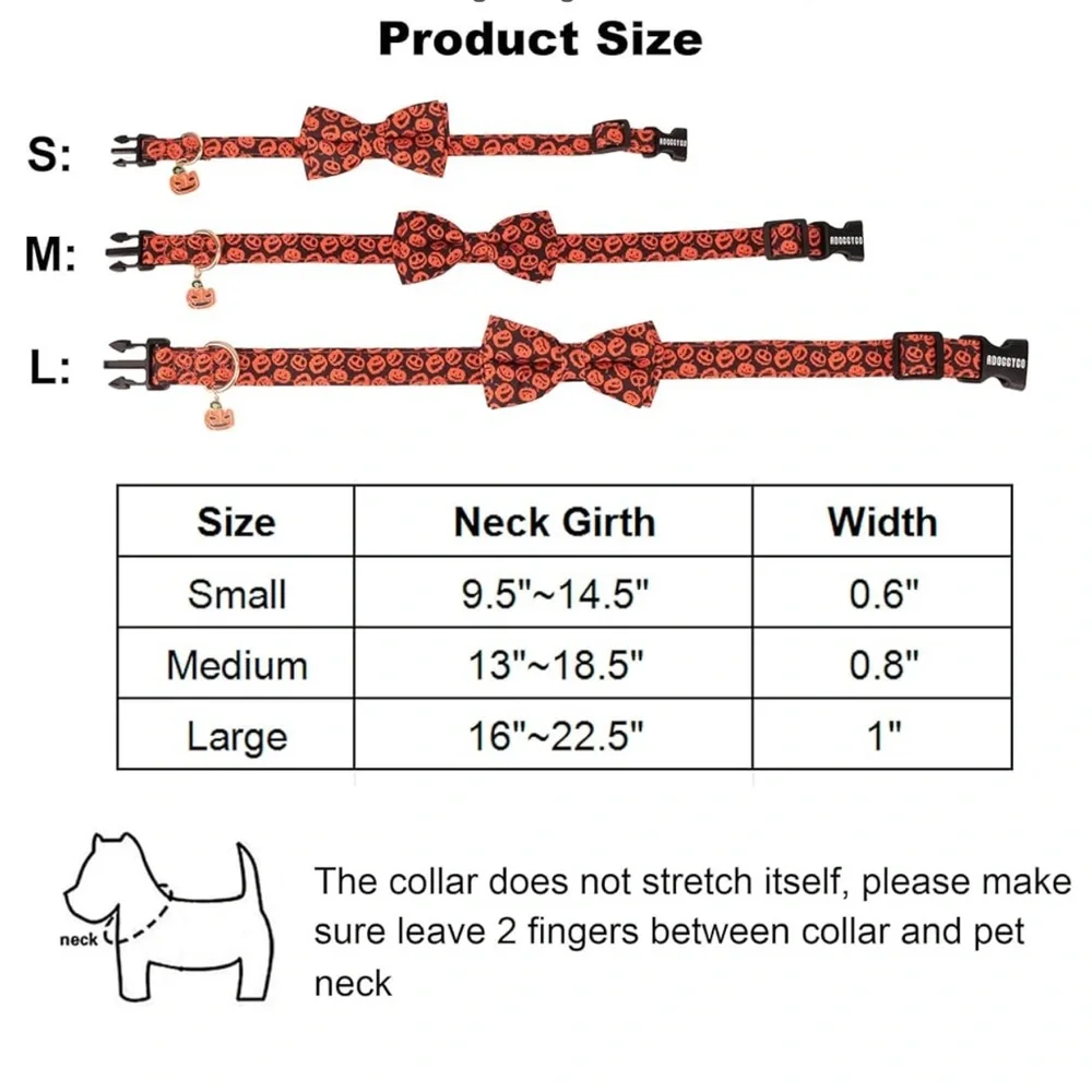 ADOGGYGO Halloween Dog Collar - Adjustable - Pumpkin